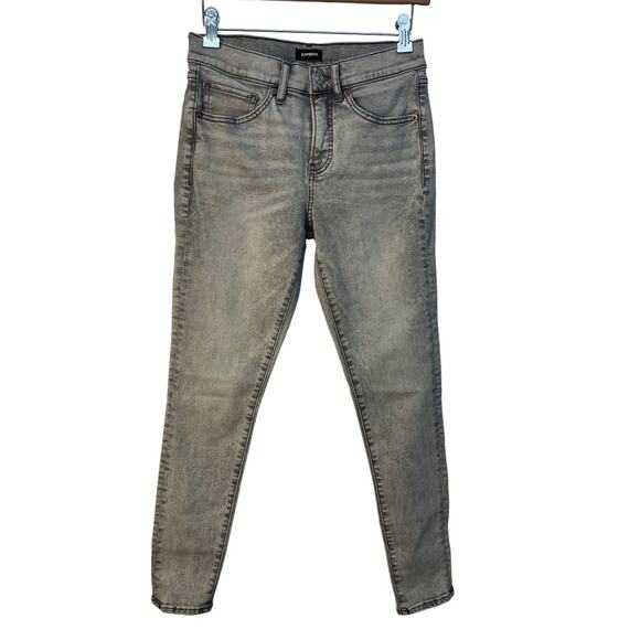 Express Gray Skinny Mid Rise Jeans Size 4R - Picture 1 of 11